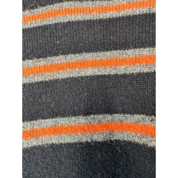 J.Crew Men's Black Gray Orange Striped Wool Crewneck Casual Sweater Size Large - Picture 3 of 11